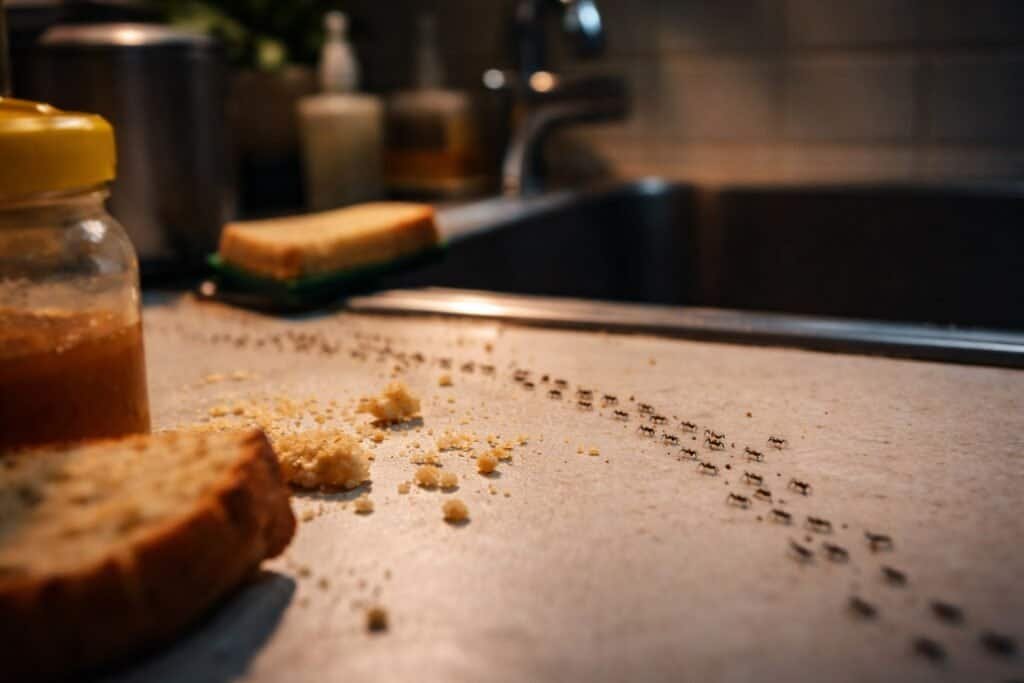 Tiny Ants in House at Night