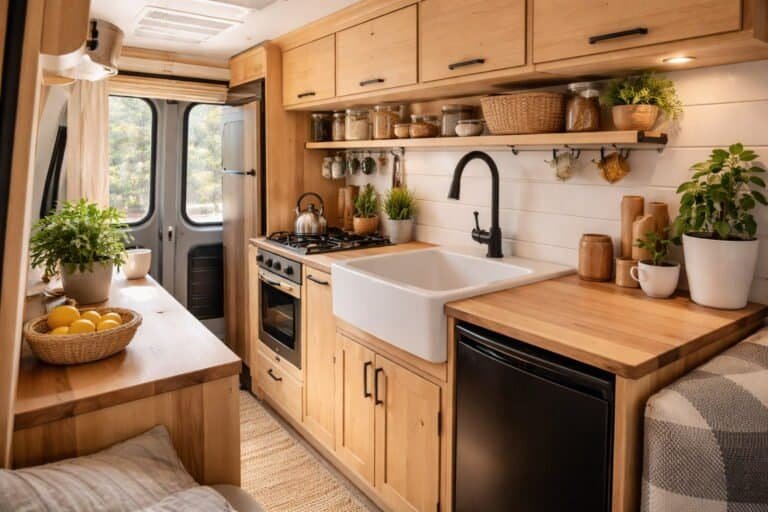 Wooden Kitchen Cabinet for Small Camper House