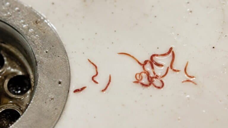 Red Thread Like Worm in Bathroom